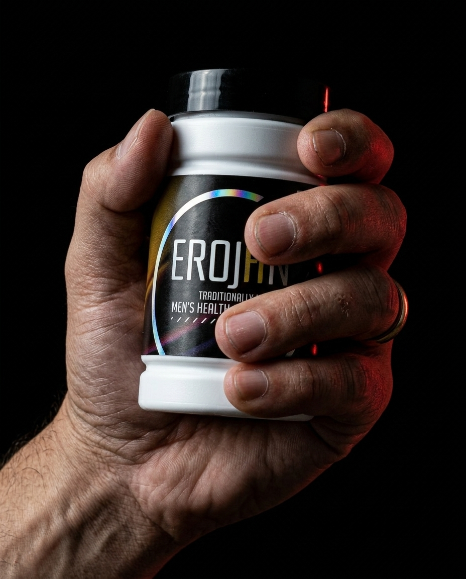 Erojan jar gripped in a man's hand